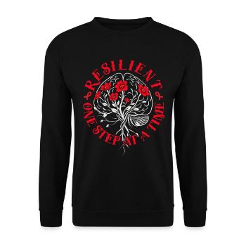 Schlaganfall Erholung Resilient One Step At A Time - Unisex Pullover - Schwarz - Vorne - Alina (178cm) & Michal (187cm)