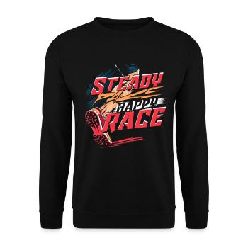 Marathon Marathonien Stable Place Happy Race - Sweat-shirt Unisexe - noir - Devant - Alina (178cm) & Michal (187cm)