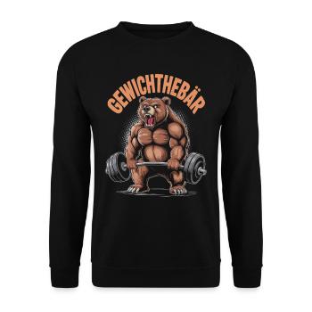 Gym Gewichthebär | Pumper | Fitness Bodybuilding - Unisex Pullover - Schwarz - Vorne - Alina (178cm) & Michal (187cm)