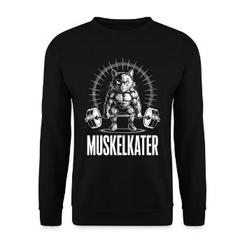 Muskelkater Kraftsport Fitness Bodybuilder Pumper - Unisex Pullover - Schwarz - Vorne - Alina (178cm) & Michal (187cm)
