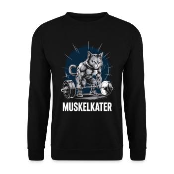 Gym Muskelkater Kraftsport Bodybuilder Pumper - Unisex Pullover - Schwarz - Vorne - Alina (178cm) & Michal (187cm)