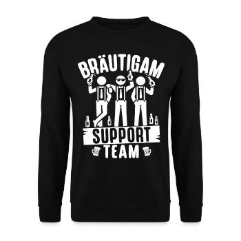 Junggesellenabschied Männer T-Shirt JGA Poltern - Unisex Pullover - Schwarz - Vorne - Alina (178cm) & Michal (187cm)