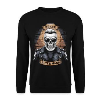 Böser alter Mann | Motorradfahrer | Biker Opa - Unisex Pullover - Schwarz - Vorne - Alina (178cm) & Michal (187cm)