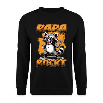 Papa rockt Pandabär | Bester Papa | Vatertag - Unisex Pullover - Schwarz - Vorne - Alina (178cm) & Michal (187cm)