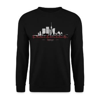 Berlin Design Geschenkidee skyline Berlin designed - Unisex Pullover - Schwarz - Vorne - Alina (178cm) & Michal (187cm)