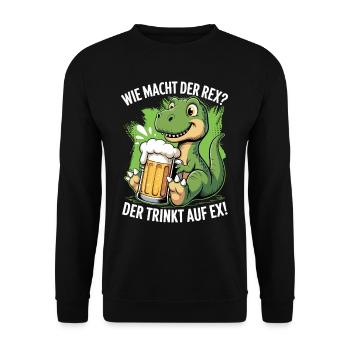 Wie macht der Rex - der trinkt auf ex | Bier Time - Unisex Pullover - Schwarz - Vorne - Alina (178cm) & Michal (187cm)