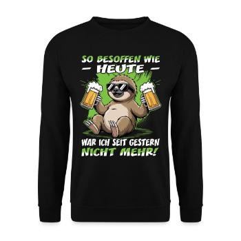 So besoffen wie heute Faultier | Sloth | Bier - Unisex Pullover - Schwarz - Vorne - Alina (178cm) & Michal (187cm)