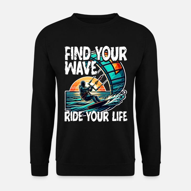 Kitesurfen Kiteboarding Find Your Wave - Unisex Pullover - Schwarz