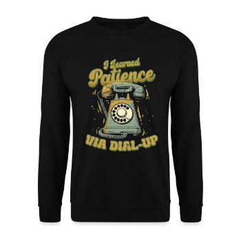 Années 90 Années 80 J’ai appris la patience via Dial Up - Sweat-shirt Unisexe - noir - Devant - Alina (178cm) & Michal (187cm)