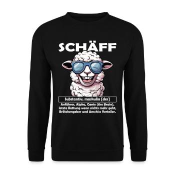 Schäff | Chef | Teamleiter| Abteilungsleiter - Unisex Pullover - Schwarz - Vorne - Alina (178cm) & Michal (187cm)