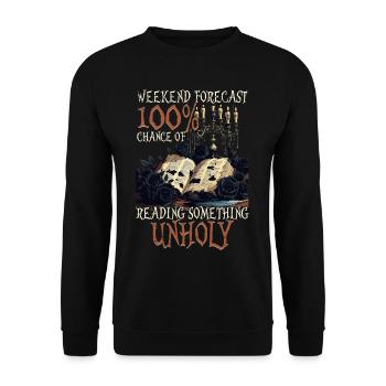 Dark Romance Booktok Reading Something Unholy - Unisex Sweatshirt - black - Front - Alina (178cm) & Michal (187cm)