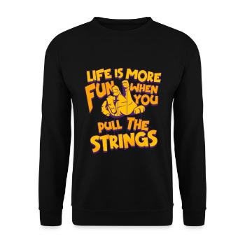 Puppeteer Ventriloquist Pull The Strings - Unisex Sweatshirt - black - Front - Alina (178cm) & Michal (187cm)