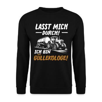 Lasst mich durch ich bin Güllekologe | Landwirt - Unisex Pullover - Schwarz - Vorne - Alina (178cm) & Michal (187cm)