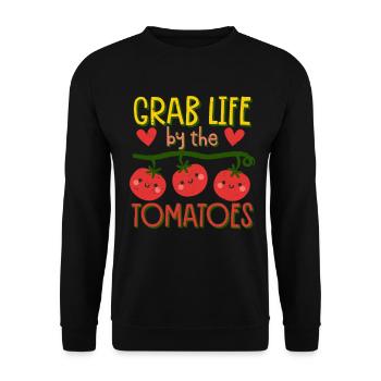 Marinara Grab Life By The Tomatoes - Unisex Sweatshirt - black - Front - Alina (178cm) & Michal (187cm)