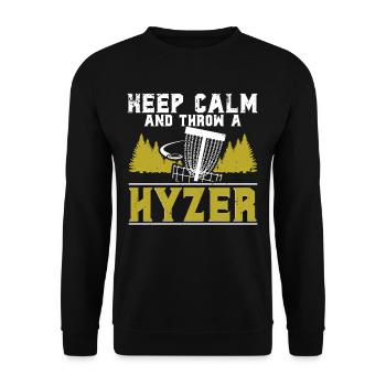 Disc Golf Discgolf Keep Calm And Throw A Hyzer - Unisex Sweatshirt - black - Front - Alina (178cm) & Michal (187cm)