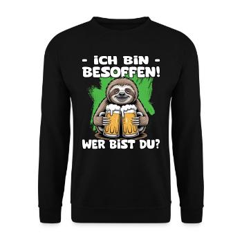 Ich bin besoffen wer bist du Faultier | Bier Sloth - Unisex Pullover - Schwarz - Vorne - Alina (178cm) & Michal (187cm)