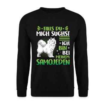 Samojede mich suchen Schlittenhund - Unisex Pullover - Schwarz - Vorne - Alina (178cm) & Michal (187cm)