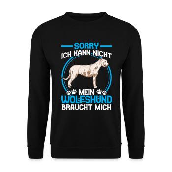 Irischer Wolfshund braucht mich - Unisex Pullover - Schwarz - Vorne - Alina (178cm) & Michal (187cm)