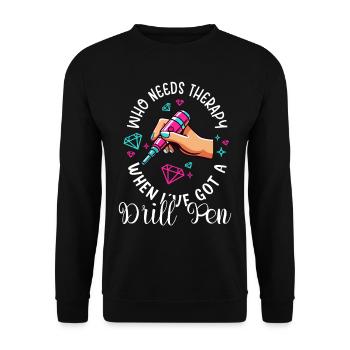 Diamond Painting Artist Who Needs Therapy Diamond - Unisex Pullover - Schwarz - Vorne - Alina (178cm) & Michal (187cm)