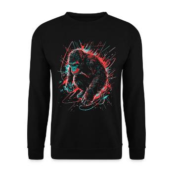 Monkey Gorilla Chimpanzee Neon Colorful Colorful - Unisex Sweatshirt - black - Front - Alina (178cm) & Michal (187cm)