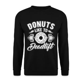 Powerlifting Bodybuilder Donuts Like To Deadlift - Unisex Pullover - Schwarz - Vorne - Alina (178cm) & Michal (187cm)