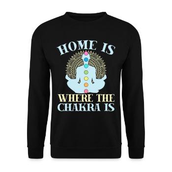 Yoga Home Is Where The Chakra Is Funny Yoga - Unisex Pullover - Schwarz - Vorne - Alina (178cm) & Michal (187cm)