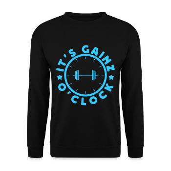 Fitness Motivation Bodybuilder It's Gainz O'clock - Unisex Pullover - Schwarz - Vorne - Alina (178cm) & Michal (187cm)