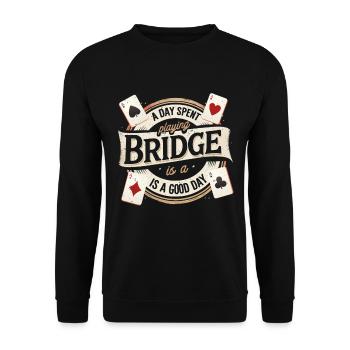Bridge Player A Day Spend Playing Bridge - Unisex Sweatshirt - black - Front - Alina (178cm) & Michal (187cm)