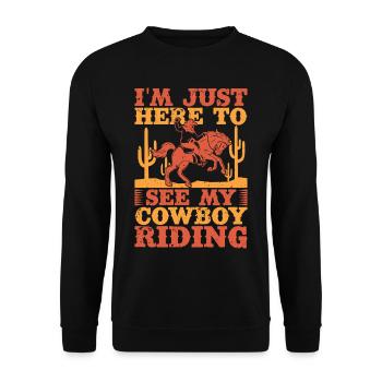 Western Rider Just Here To See My Cowgirls Rodeo - Unisex Pullover - Schwarz - Vorne - Alina (178cm) & Michal (187cm)