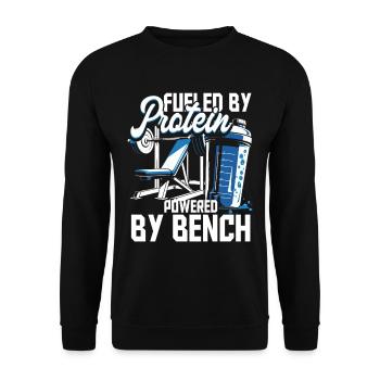 Bodybuilder Fueld By Protein Powered By Bench - Unisex Sweatshirt - black - Front - Alina (178cm) & Michal (187cm)