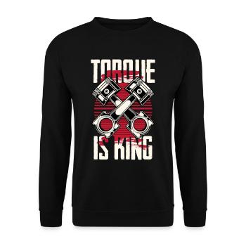 Petrolhead Auto Tuning Motorsport Torque Is King - Unisex Pullover - Schwarz - Vorne - Alina (178cm) & Michal (187cm)