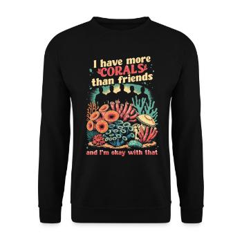 Korallenzucht More Corals Than Friends - Unisex Pullover - Schwarz - Vorne - Alina (178cm) & Michal (187cm)