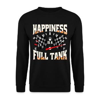Petrolhead Auto Tuning Happiness Is A Full Tank - Unisex Pullover - Schwarz - Vorne - Alina (178cm) & Michal (187cm)