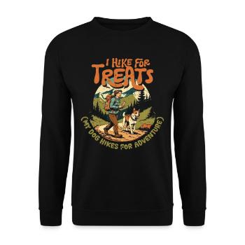 Trail Dog Wanderhund Trekker I Hike For Treats - Unisex Pullover - Schwarz - Vorne - Alina (178cm) & Michal (187cm)