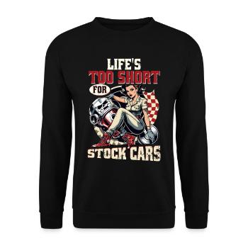 Petrolhead Tuning Life's Too Short For Stock Cars - Unisex Pullover - Schwarz - Vorne - Alina (178cm) & Michal (187cm)