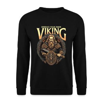 Wikinger Embrace Your Inner Viking - Unisex Sweatshirt - black - Front - Alina (178cm) & Michal (187cm)