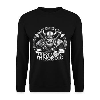 Wikinger I'm Not Angry I'm Nordic - Unisex Pullover - Schwarz - Vorne - Alina (178cm) & Michal (187cm)
