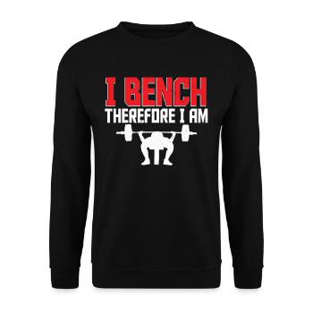 Chest Training Bodybuilder I Bench Therefore I Am - Unisex Sweatshirt - black - Front - Alina (178cm) & Michal (187cm)