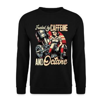 Petrolhead Auto Fueled By Caffeine And Octane - Unisex Pullover - Schwarz - Vorne - Alina (178cm) & Michal (187cm)