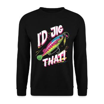 Glasseye Zander Angler I'd Jig That! - Unisex Sweatshirt - black - Front - Alina (178cm) & Michal (187cm)