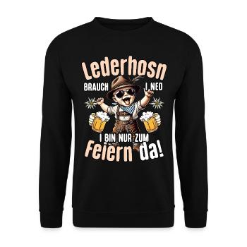Trachtenshirt Herren Tracht Mei Lederhose T-Shirt - Unisex Pullover - Schwarz - Vorne - Alina (178cm) & Michal (187cm)