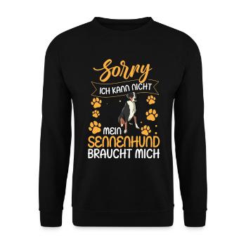 Sennenhund kann nicht Schweizer Sennenhund - Unisex Pullover - Schwarz - Vorne - Alina (178cm) & Michal (187cm)