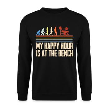Chest Training Bodybuilder Happy Hour At The Bench - Unisex Sweatshirt - black - Front - Alina (178cm) & Michal (187cm)