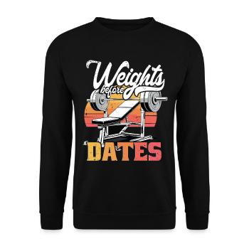 Entraînement de la poitrine Bodybuilder Poids Avant Les dates - Sweat-shirt Unisexe - noir - Devant - Alina (178cm) & Michal (187cm)