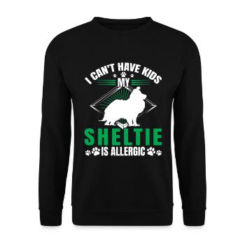 Sheltie is allergic to Shetland Sheepdog - Unisex Sweatshirt - black - Front - Alina (178cm) & Michal (187cm)
