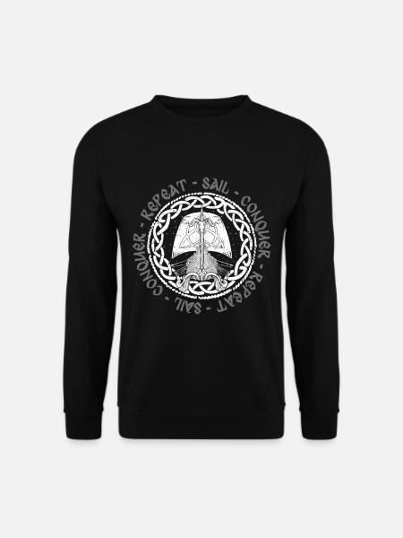 Wikinger Heidnische Kultur Sail Conquer Repeat - Unisex Pullover - Schwarz