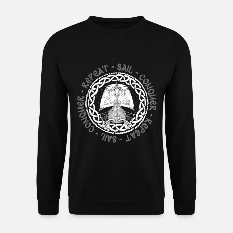 Wikinger Heidnische Kultur Sail Conquer Repeat - Unisex Pullover - Schwarz