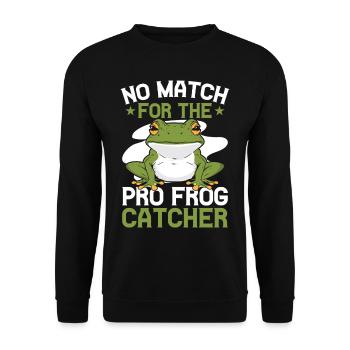 Frog Catcher No Match For The Frog - Unisex Sweatshirt - black - Front - Alina (178cm) & Michal (187cm)