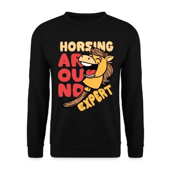 Hobby Horsing Hobby Horses Horsing Around Expert - Sweat-shirt Unisexe - noir - Devant - Alina (178cm) & Michal (187cm)