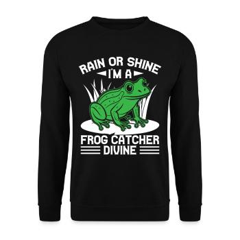 Frog Catcher Rain Or Shine I ́m A Divine Frog - Unisex Sweatshirt - black - Front - Alina (178cm) & Michal (187cm)